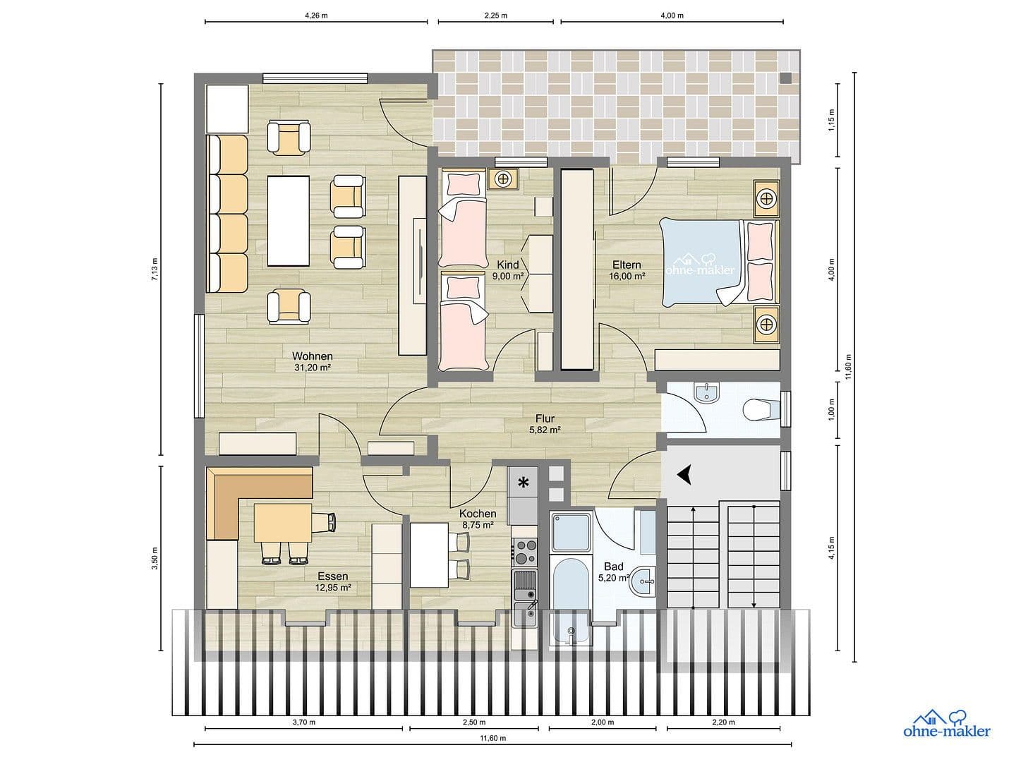 Pronájem bytu 4+1 95 m², Elmstein, Porýní-Falc Pronájem bytu 4+1 95 m², Elmstein, Porýní-Falc
