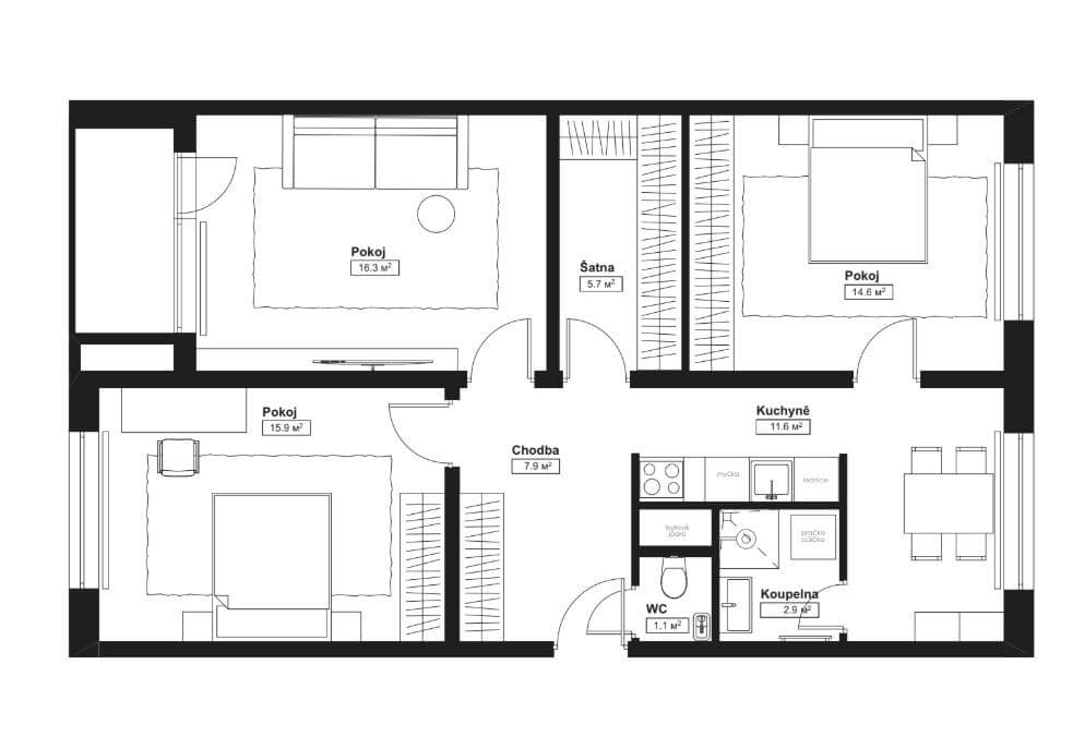 Prodej bytu 3+1 80 m², Nedašovská, Praha, Praha Prodej bytu 3+1 80 m², Nedašovská, Praha, Praha