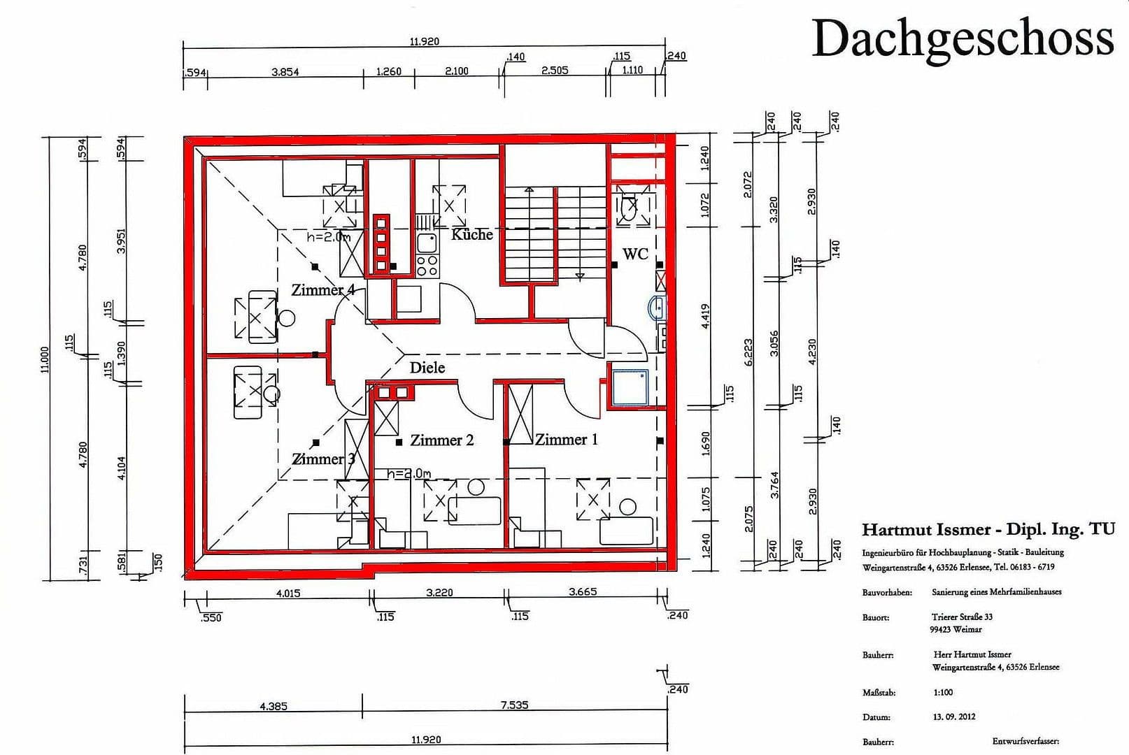 Pronájem bytu 4+1 69 m², Trierer Straße 33, Weimar, Durynsko Pronájem bytu 4+1 69 m², Trierer Straße 33, Weimar, Durynsko