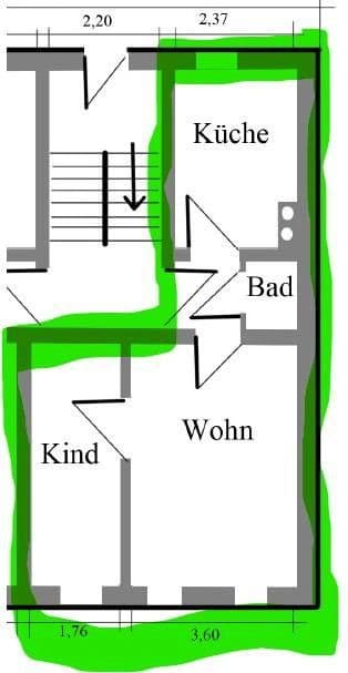 Pronájem bytu 2+1 37 m², Bischlebener Str. 1, Erfurt-Hochheim, Durynsko Pronájem bytu 2+1 37 m², Bischlebener Str. 1, Erfurt-Hochheim, Durynsko