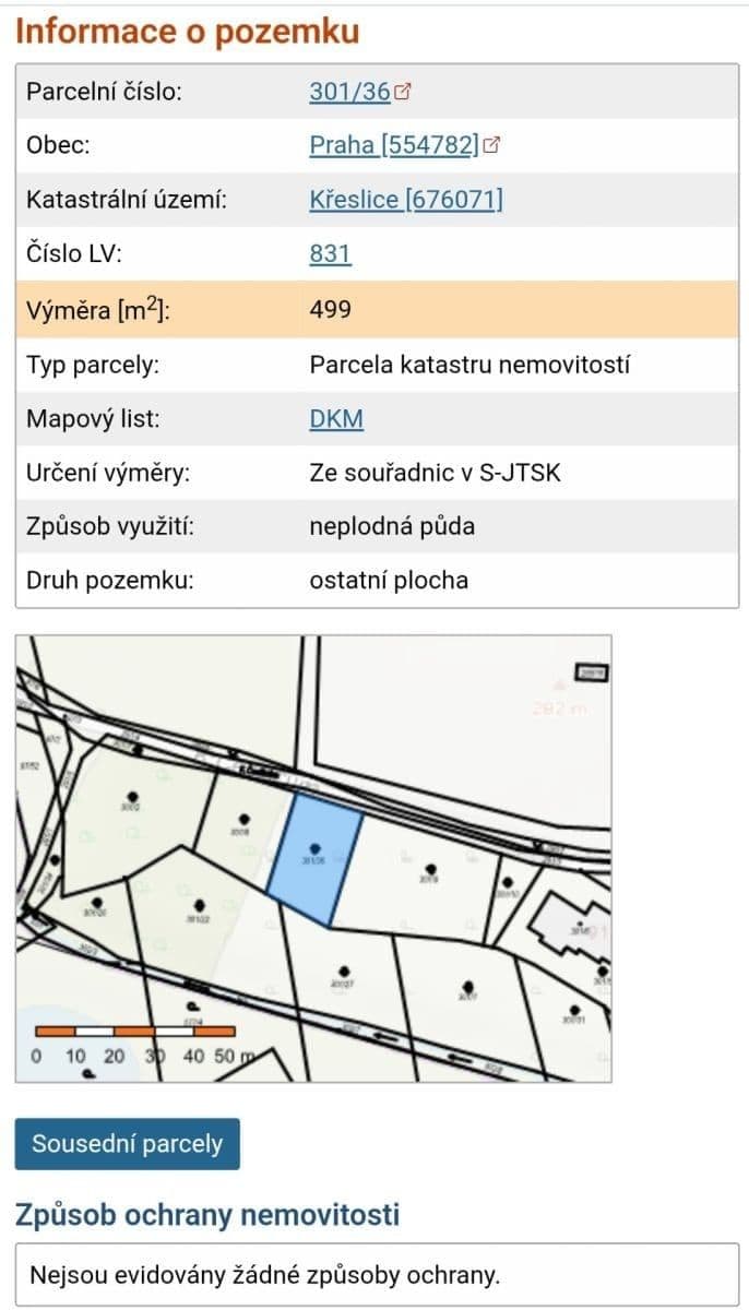 Prodej pozemku 499 m², K Čestlicům, Praha, Praha Prodej pozemku 499 m², K Čestlicům, Praha, Praha
