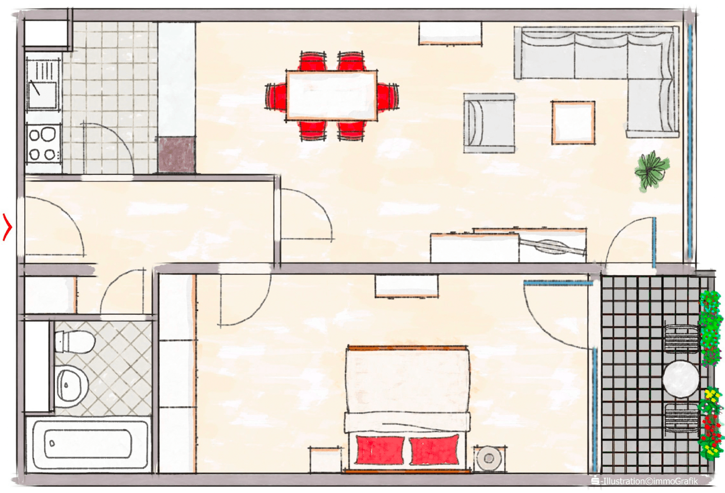 Pronájem bytu 2+1 60 m², Marburg, Hessen Pronájem bytu 2+1 60 m², Marburg, Hessen