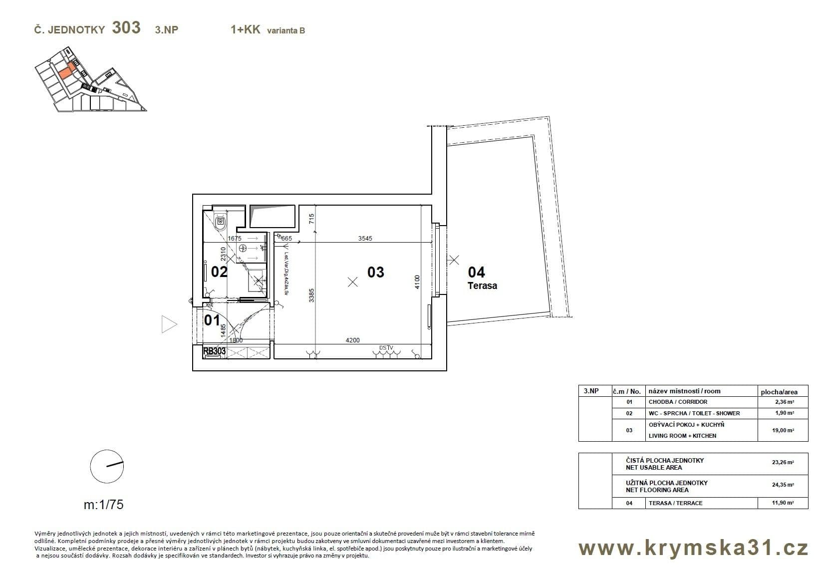Pronájem bytu 1+kk 24 m², Krymská, Praha, Praha Pronájem bytu 1+kk 24 m², Krymská, Praha, Praha