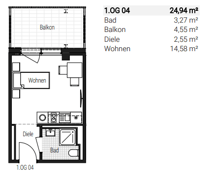 Pronájem bytu 1+1 26 m², Steinbühler Straße 4-6, Nürnberg, Bavorsko Pronájem bytu 1+1 26 m², Steinbühler Straße 4-6, Nürnberg, Bavorsko