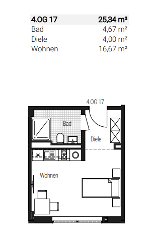 Pronájem bytu 1+1 26 m², Steinbühler Straße 4-6, Nürnberg, Bavorsko Pronájem bytu 1+1 26 m², Steinbühler Straße 4-6, Nürnberg, Bavorsko