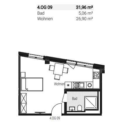 Pronájem bytu 1+1 32 m², Steinbühler Straße 4-6, Nürnberg, Bavorsko Pronájem bytu 1+1 32 m², Steinbühler Straße 4-6, Nürnberg, Bavorsko