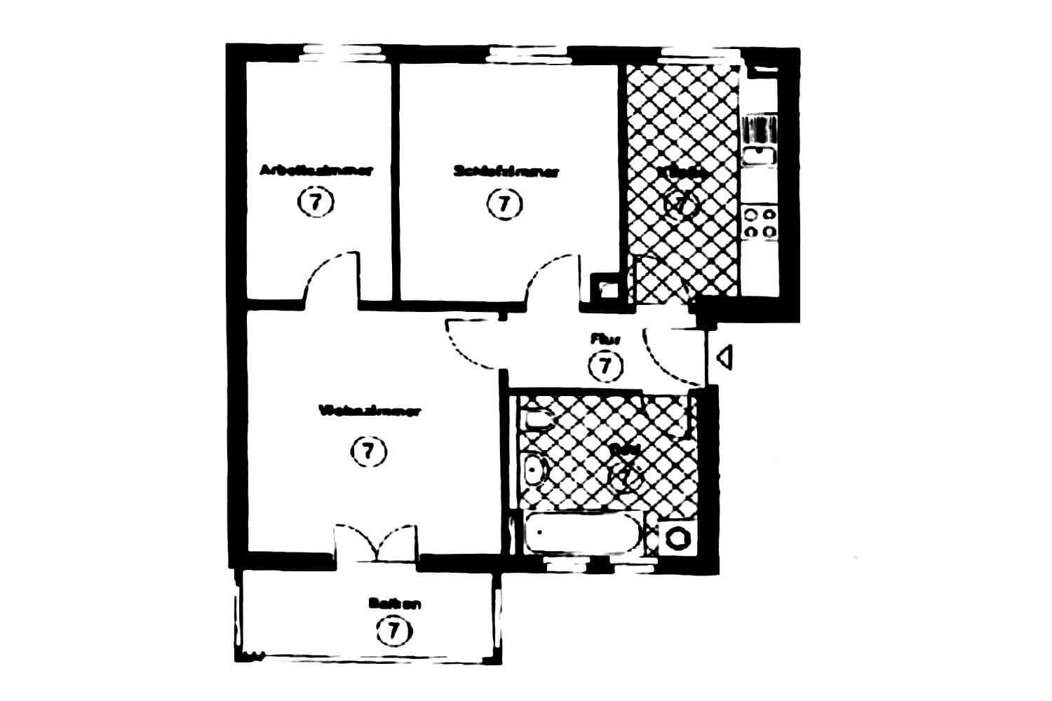 Pronájem bytu 3+1 58 m², Goethestraße 16, Taucha, Sasko Pronájem bytu 3+1 58 m², Goethestraße 16, Taucha, Sasko