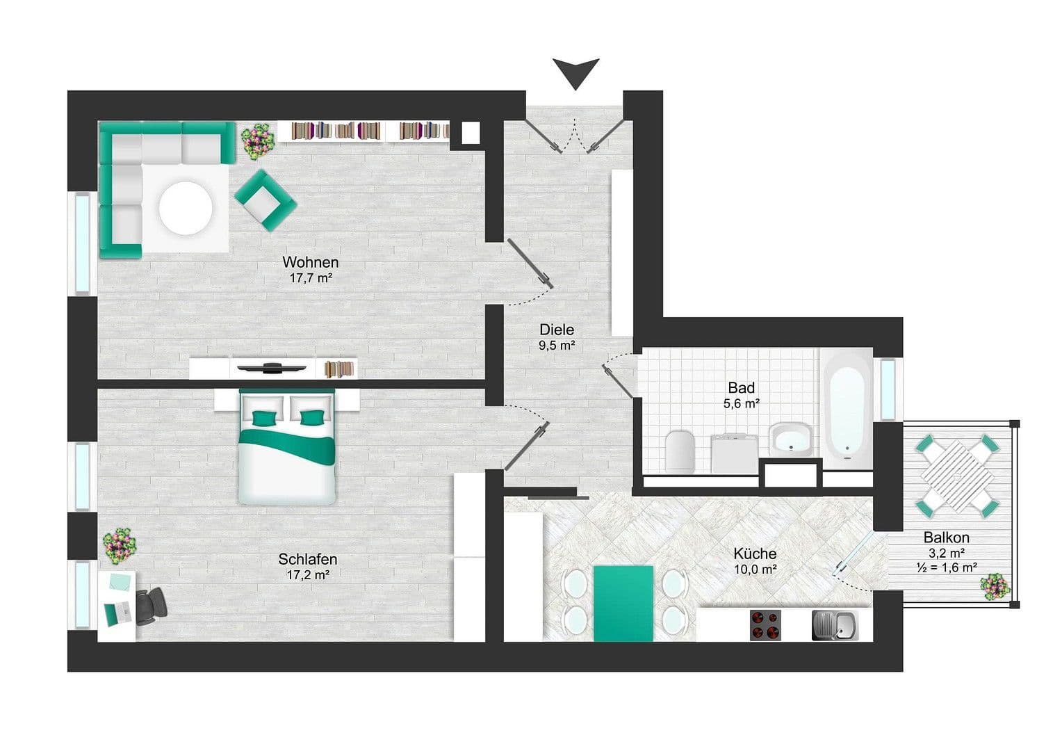 Pronájem bytu 2+1 61 m², Viertelsweg 47, Leipzig, Sasko Pronájem bytu 2+1 61 m², Viertelsweg 47, Leipzig, Sasko