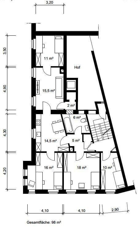 Pronájem bytu 5+1 97 m², Kaiserslautern, Porýní-Falc Pronájem bytu 5+1 97 m², Kaiserslautern, Porýní-Falc