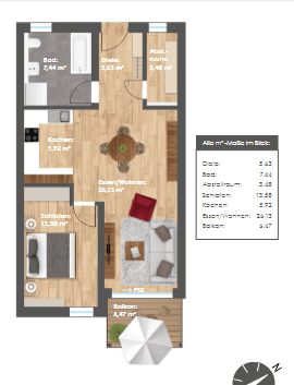 Pronájem bytu 2+1 66 m², Lindlbergstrasse 18a, Parsberg, Bavorsko Pronájem bytu 2+1 66 m², Lindlbergstrasse 18a, Parsberg, Bavorsko
