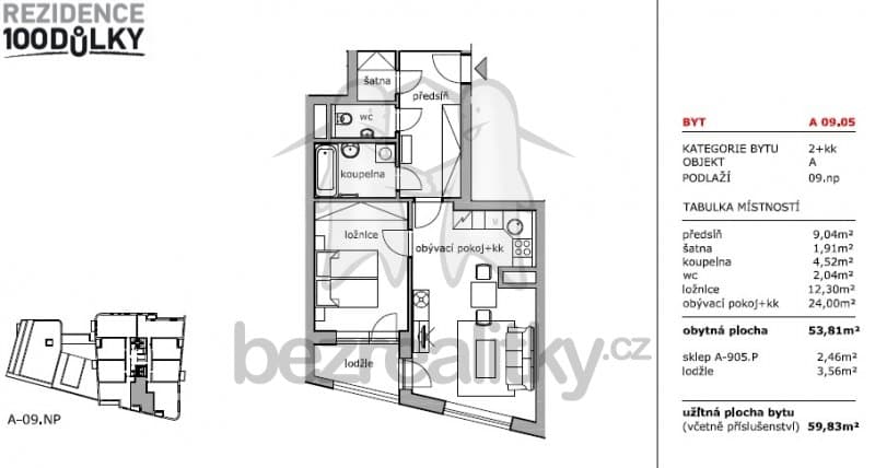Pronájem bytu 2+kk 54 m², Nárožní, Praha, Praha Pronájem bytu 2+kk 54 m², Nárožní, Praha, Praha