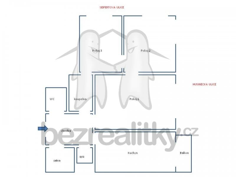 Pronájem bytu 3+1 90 m², Husinecká, Praha, Praha Pronájem bytu 3+1 90 m², Husinecká, Praha, Praha