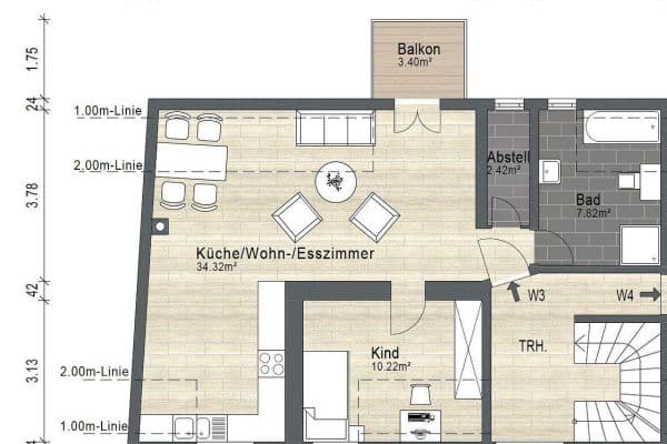 Pronájem bytu 2+1 57 m², Im Rossfeld 2, Feilbingert Pronájem bytu 2+1 57 m², Im Rossfeld 2, Feilbingert