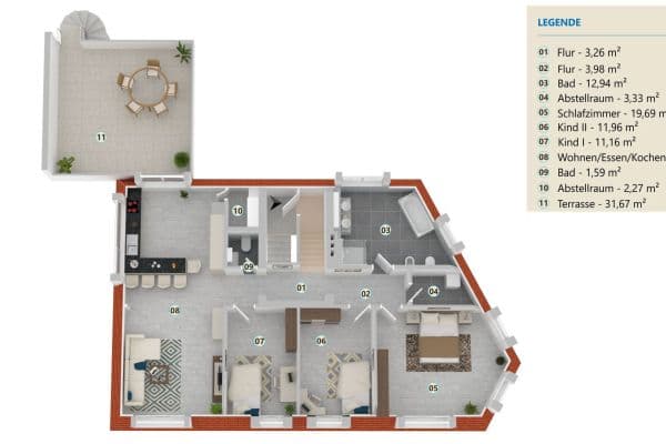 Pronájem bytu 4+1 126 m², Crossen Pronájem bytu 4+1 126 m², Crossen