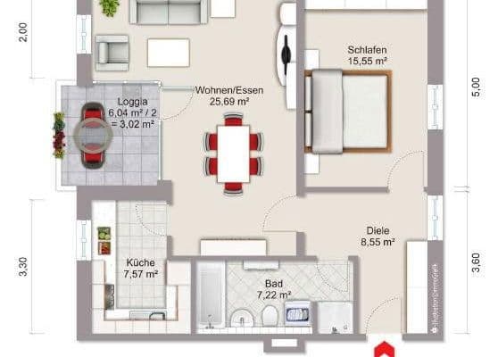 Pronájem bytu 2+1 65 m², Friesenstraße 14, Augsburg, Bavorsko Pronájem bytu 2+1 65 m², Friesenstraße 14, Augsburg, Bavorsko