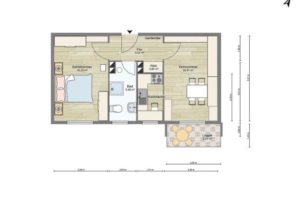 Pronájem bytu 2+1 46 m², Porschestraße 14, Landshut Pronájem bytu 2+1 46 m², Porschestraße 14, Landshut