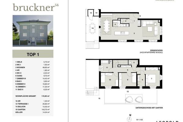 Prodej bytu 4+1 116 m², Brucknerstraße 54, Linz, Horní Rakousko Prodej bytu 4+1 116 m², Brucknerstraße 54, Linz, Horní Rakousko