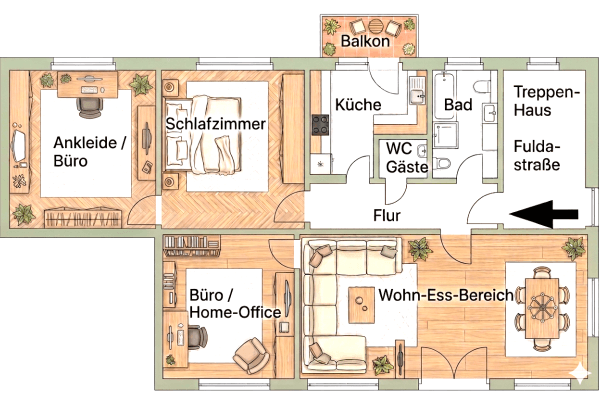 Pronájem bytu 4+kk 110 m², Fuldastraße 21, Duisburg Pronájem bytu 4+kk 110 m², Fuldastraße 21, Duisburg