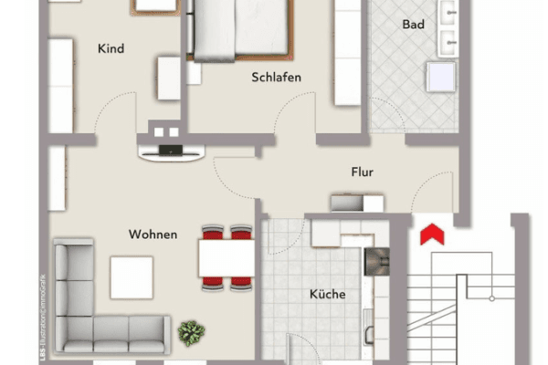 Pronájem bytu 3+1 72 m², Hauptstr. 34, Helmstedt, Dolní Sasko Pronájem bytu 3+1 72 m², Hauptstr. 34, Helmstedt, Dolní Sasko