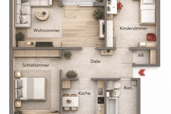 Prodej bytu 3+1 73 m², Kölner Straße 13, Bremen, Bremen Prodej bytu 3+1 73 m², Kölner Straße 13, Bremen, Bremen