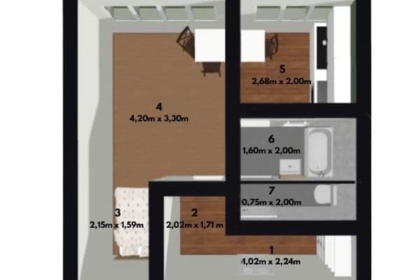 Pronájem bytu 1+1 32 m², Santražiny, Zlín Pronájem bytu 1+1 32 m², Santražiny, Zlín