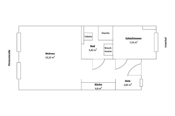 Prodej bytu 2+1 44 m², Louisenstraße, Dresden Prodej bytu 2+1 44 m², Louisenstraße, Dresden