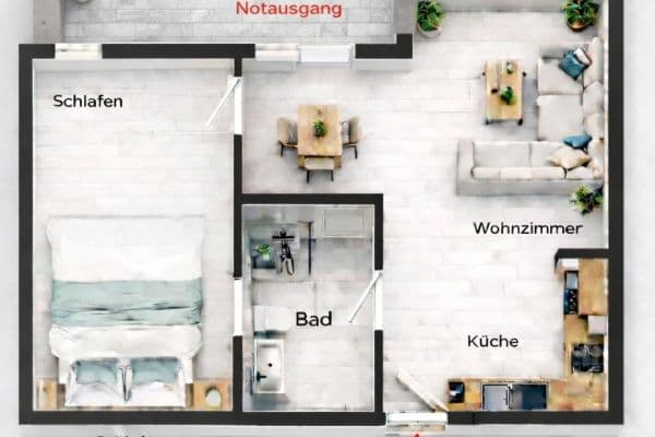 Pronájem bytu 2+1 44 m², Berghausen Pronájem bytu 2+1 44 m², Berghausen