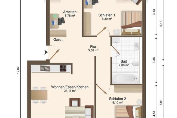 Prodej bytu 3+kk 68 m², Bietigheimer Str. 14, Ingersheim Prodej bytu 3+kk 68 m², Bietigheimer Str. 14, Ingersheim