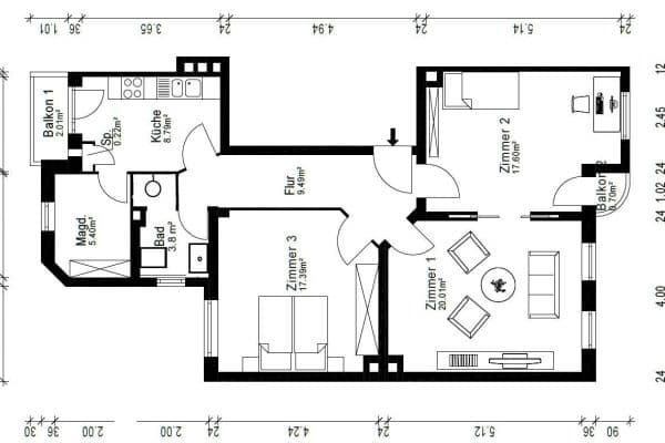 Pronájem bytu 3+kk 85 m², Kiel, Šlesvicko-Holštýnsko Pronájem bytu 3+kk 85 m², Kiel, Šlesvicko-Holštýnsko
