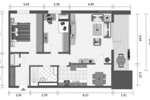 Pronájem bytu 3+1 83 m², Im Mainfeld 23, Frankfurt Pronájem bytu 3+1 83 m², Im Mainfeld 23, Frankfurt