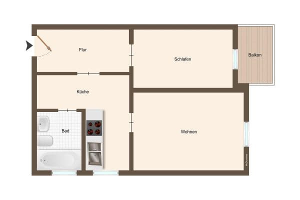 Pronájem bytu 2+1 56 m², Kesselsdorferstraße 74, Dresden, Sasko Pronájem bytu 2+1 56 m², Kesselsdorferstraße 74, Dresden, Sasko