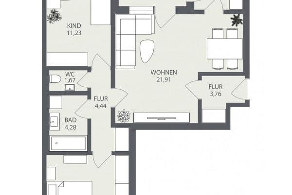Prodej bytu 3+1 70 m², Gersthofen Prodej bytu 3+1 70 m², Gersthofen