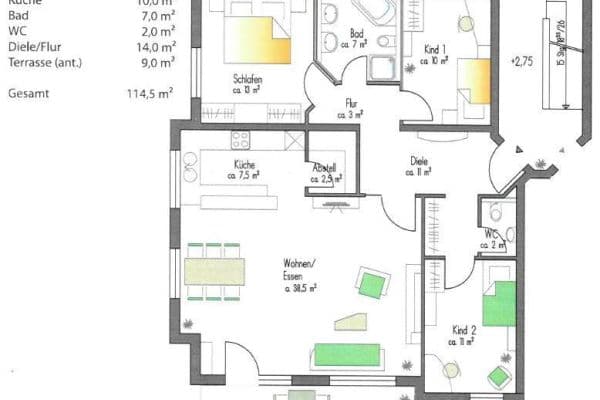 Prodej bytu 4+kk 115 m², Am Föllbach 2, Wolfschlugen Prodej bytu 4+kk 115 m², Am Föllbach 2, Wolfschlugen
