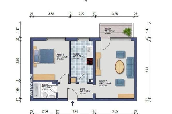 Pronájem bytu 2+1 56 m², Heddingheimerstr. 9, Hattersheim Pronájem bytu 2+1 56 m², Heddingheimerstr. 9, Hattersheim
