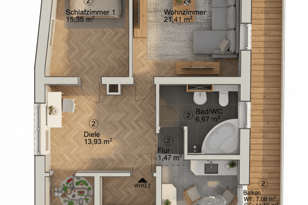 Prodej bytu 3+kk 84 m², Pfinztal Prodej bytu 3+kk 84 m², Pfinztal