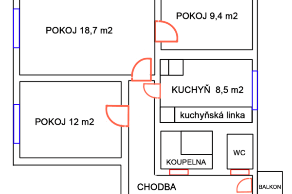 Pronájem bytu 3+1 68 m², Horňátecká, Praha Pronájem bytu 3+1 68 m², Horňátecká, Praha