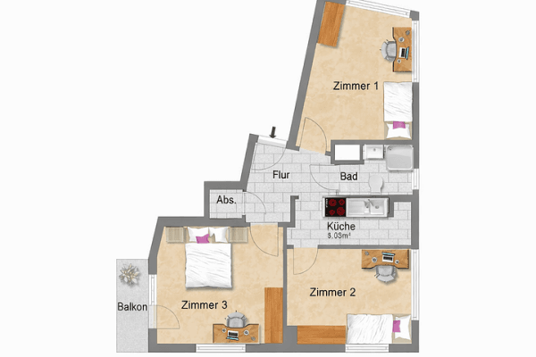 Pronájem bytu 39 m², Düsseldorf, Severní Porýní-Vestfálsko Pronájem bytu 39 m², Düsseldorf, Severní Porýní-Vestfálsko