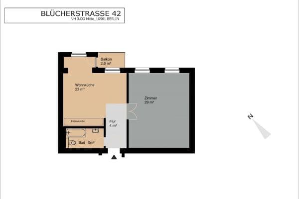 Pronájem bytu 2+1 60 m², Blücherstraße 42, Berlin, Berlín Pronájem bytu 2+1 60 m², Blücherstraße 42, Berlin, Berlín