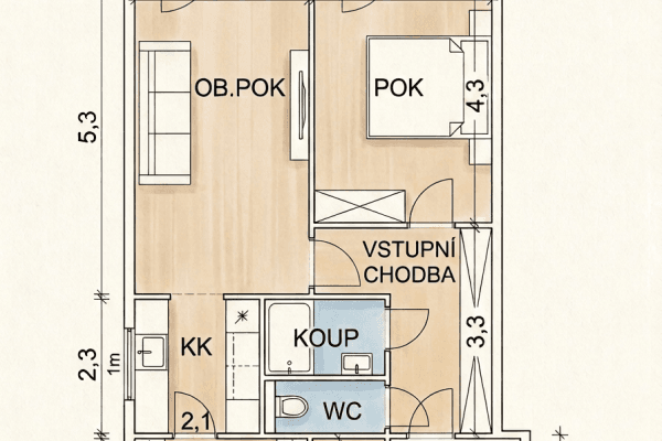 Prodej bytu 2+kk 47 m², Kozmíkova, Praha Prodej bytu 2+kk 47 m², Kozmíkova, Praha