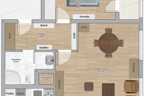 Pronájem bytu 2+kk 57 m², Cafourkova, Praha Pronájem bytu 2+kk 57 m², Cafourkova, Praha