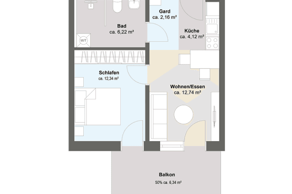 Prodej bytu 2+1 44 m², Babenhauser Straße 11, Boos Prodej bytu 2+1 44 m², Babenhauser Straße 11, Boos
