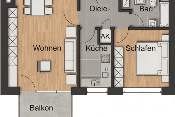 Pronájem bytu 2+1 62 m², Münster, Severní Porýní-Vestfálsko Pronájem bytu 2+1 62 m², Münster, Severní Porýní-Vestfálsko