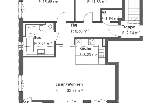 Pronájem bytu 3+1 94 m², Dorfstraße 11b, Germering, Bavorsko Pronájem bytu 3+1 94 m², Dorfstraße 11b, Germering, Bavorsko