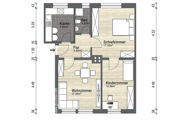 Pronájem bytu 3+1 64 m², Bremen, Bremen Pronájem bytu 3+1 64 m², Bremen, Bremen
