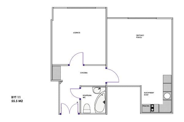 Pronájem bytu 2+kk 55 m², Žerotínova, Praha Pronájem bytu 2+kk 55 m², Žerotínova, Praha