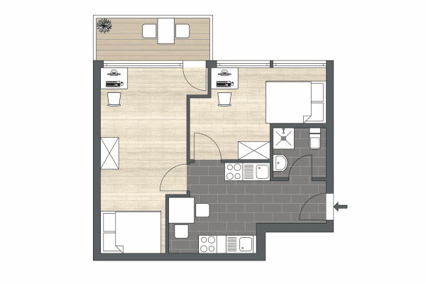 Pronájem bytu 2+1 45 m², Düsseldorf, Severní Porýní-Vestfálsko Pronájem bytu 2+1 45 m², Düsseldorf, Severní Porýní-Vestfálsko