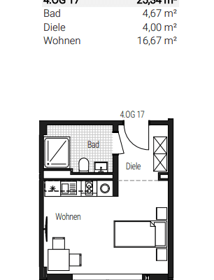 Pronájem bytu 1+1 26 m², Steinbühler Straße 4-6, Nürnberg, Bavorsko Pronájem bytu 1+1 26 m², Steinbühler Straße 4-6, Nürnberg, Bavorsko