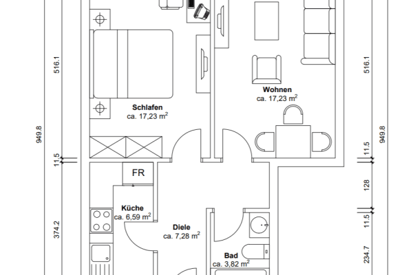 Prodej bytu 2+1 53 m², Essen, Severní Porýní-Vestfálsko Prodej bytu 2+1 53 m², Essen, Severní Porýní-Vestfálsko