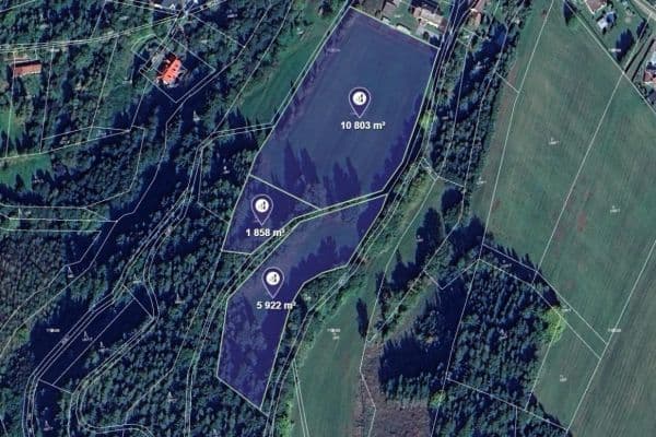 Prodej pozemku 18.583 m², Čistá u Horek Prodej pozemku 18.583 m², Čistá u Horek