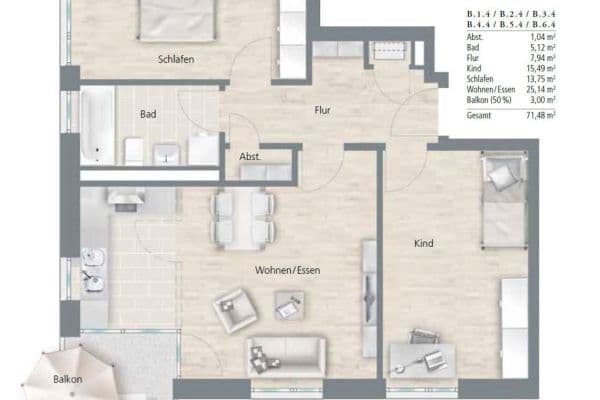 Prodej bytu 3+1 72 m², Georg-Aichinger-Straße 8, Regensburg, Bavorsko Prodej bytu 3+1 72 m², Georg-Aichinger-Straße 8, Regensburg, Bavorsko